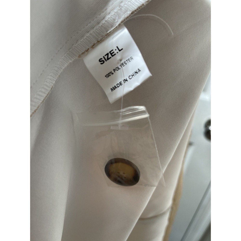 Women's Boutique Tan Woven White Lined Buttoned Lapel Collar Blazer with Pockets - Picture 5 of 6
